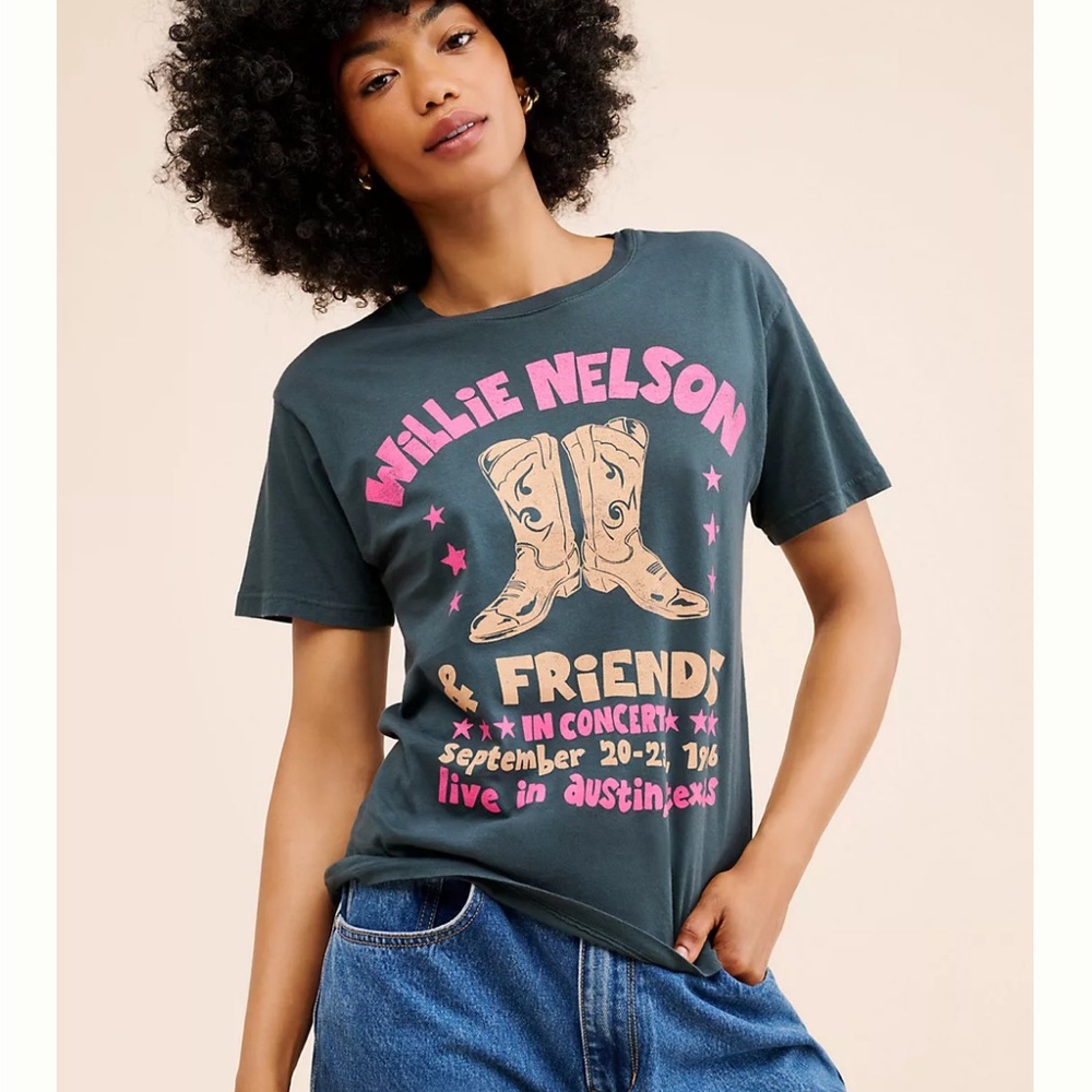 Anthropologie Letluv Willie Nelson & Friends BF tee size small